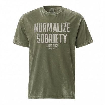 Washed Normalize Sobriety Unisex garment dyed Sober T Shirt packaging detail (view 8)