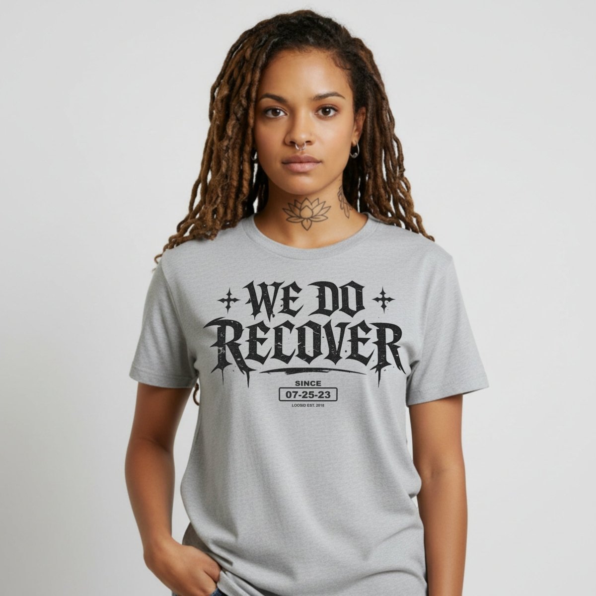 We Do Recover Female Sober T Shirt close-up view (view 22)