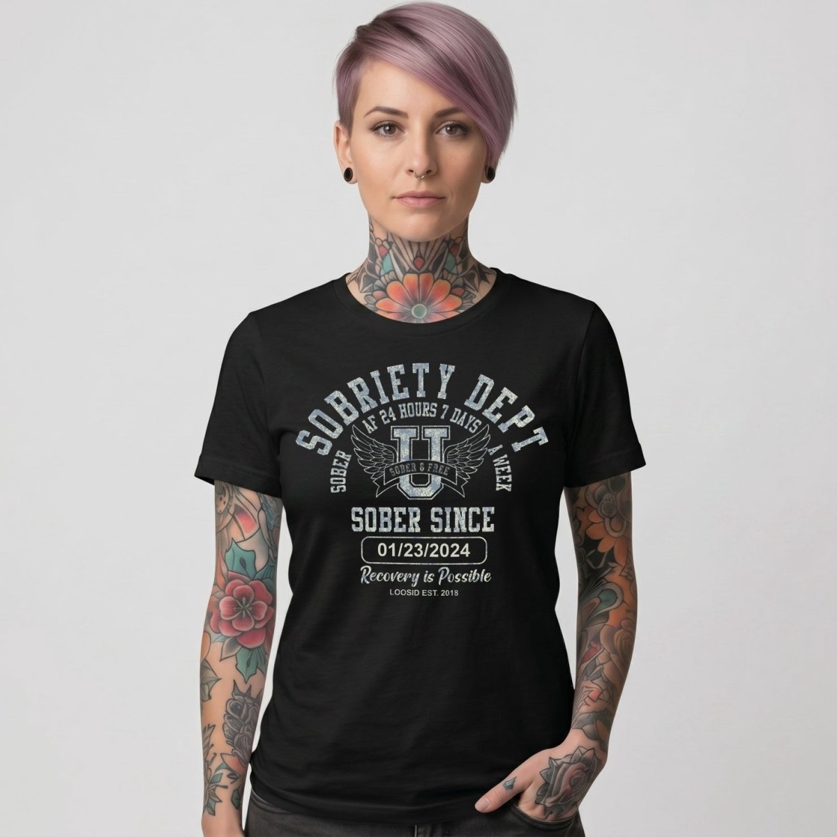 Sobriety Dept Sober T Shirt lifestyle view (view 5)