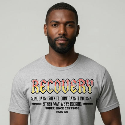Recovery Rock Sober T Shirt product photo (view 10)