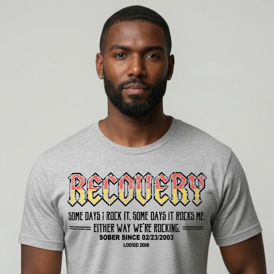 Recovery Rock Sober T Shirt product photo (view 10)