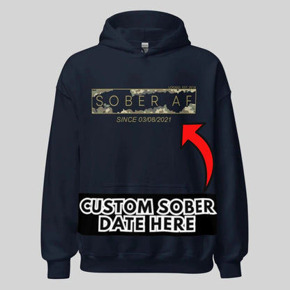 Sober AF Camo Recovery Hoodie back view (view 7)