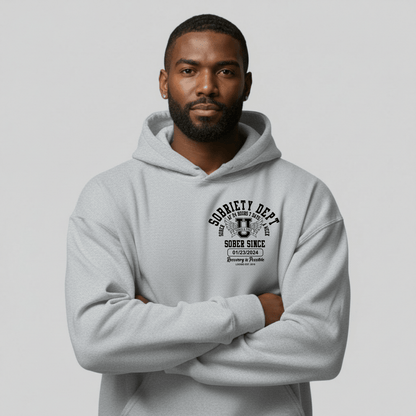Sobriety Dept Recovery Hoodie lifestyle view (view 15)