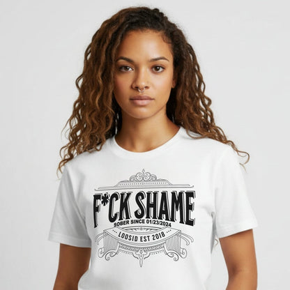 F*ck Shame Sober T Shirt close-up view (view 22)