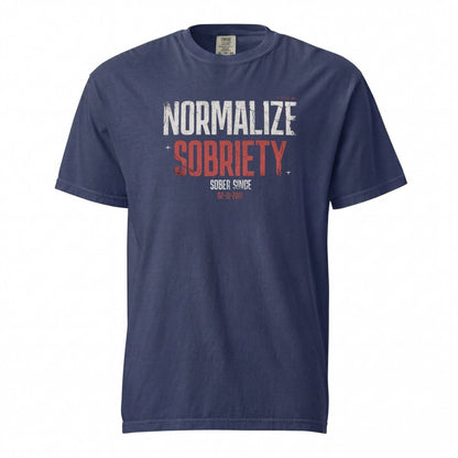 Sober T Shirt | Men's Washed Normalize Sobriety Garment-Dyed