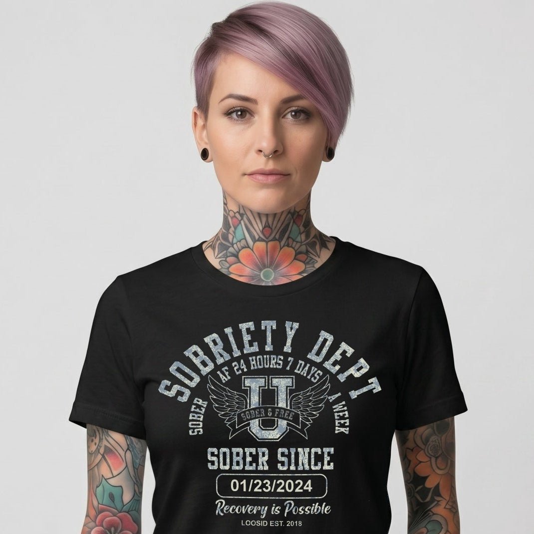 Loosid Sobriety Dept Sober T Shirt featuring the design