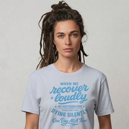 When we recover loudly women Sober T Shirt close-up view (view 2)
