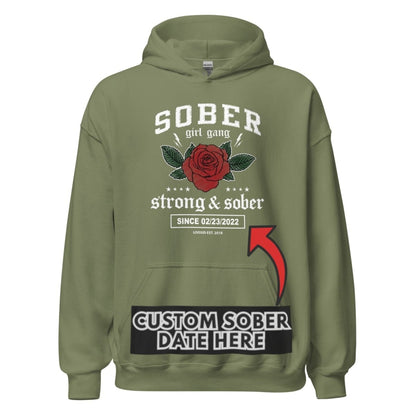 Sober Girl Gang Strong & Sober Crest Recovery Hoodie side view (view 46)