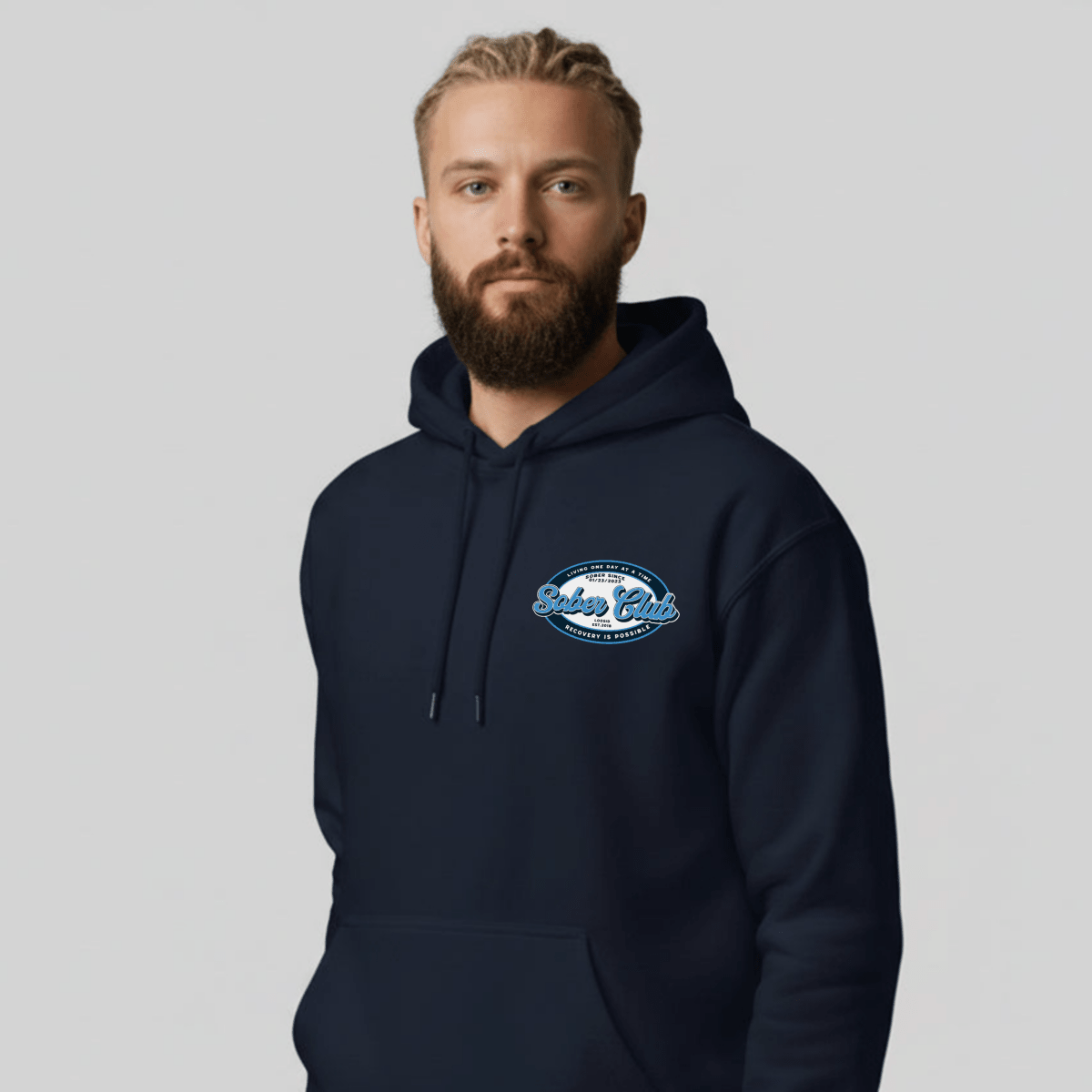 Sober Club Badge Recovery Hoodie product photo (view 10)