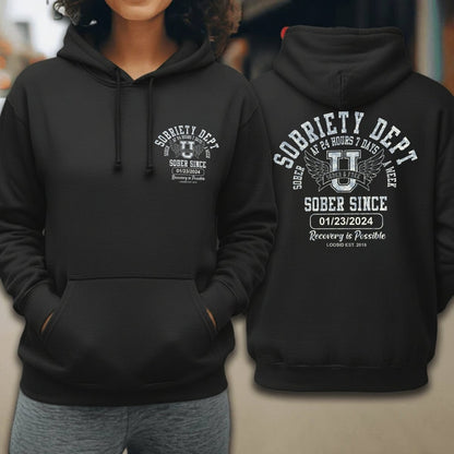 Loosid Sobriety Dept Sober AF Recovery Hoodie featuring the design