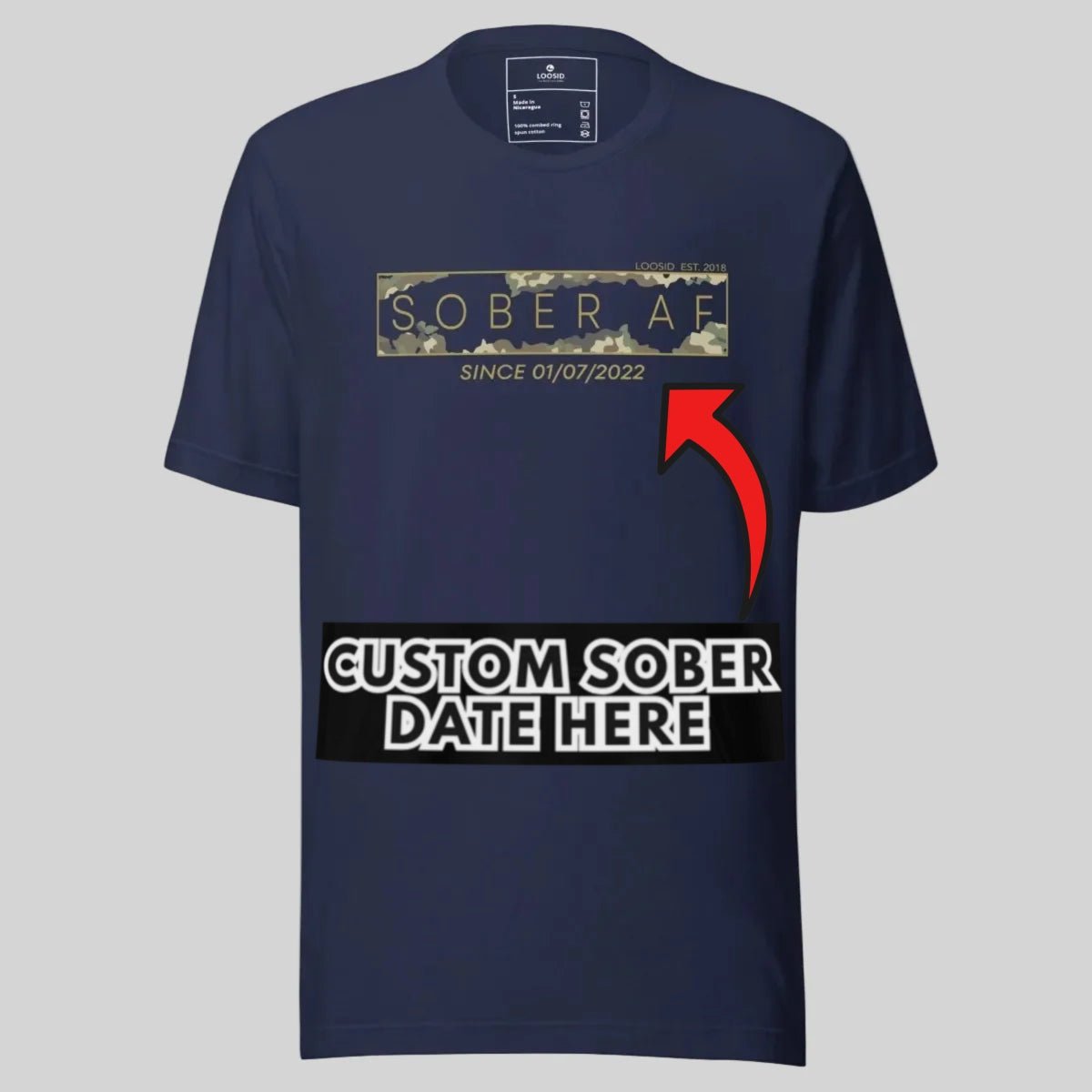Sober AF Camo Sober T Shirt back view (view 7)
