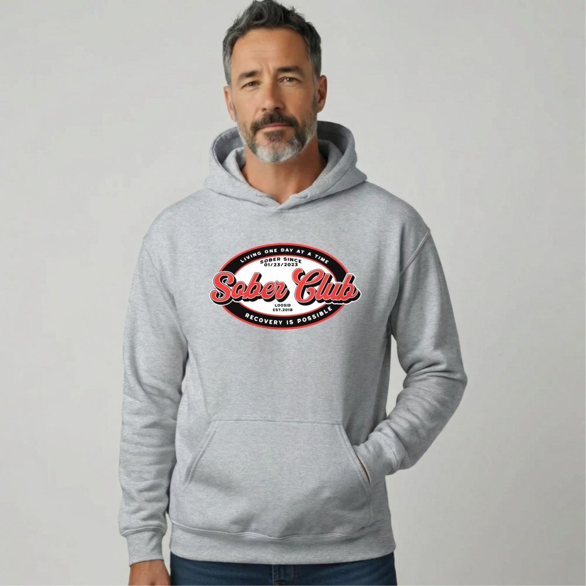 Sober Club Badge Recovery Hoodie product photo (view 40)