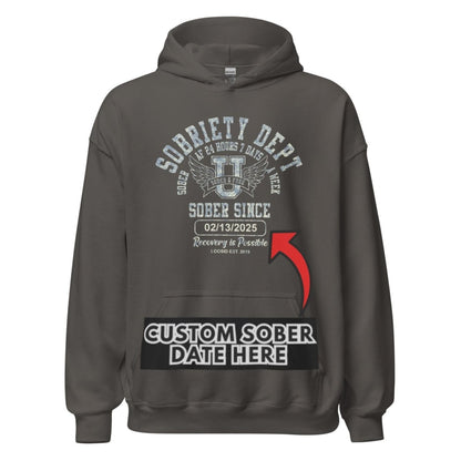Sobriety Dept Recovery Hoodie back view (view 17)