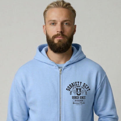 Sobriety Dept Zip Recovery Hoodie back view (view 27)