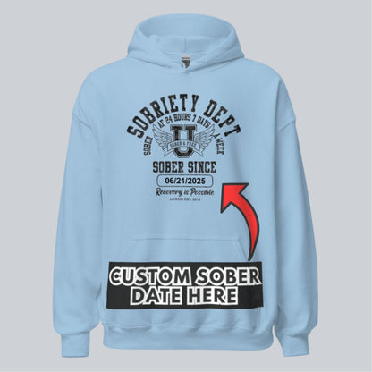 Sobriety Dept Recovery Hoodie featuring the design (view 41)