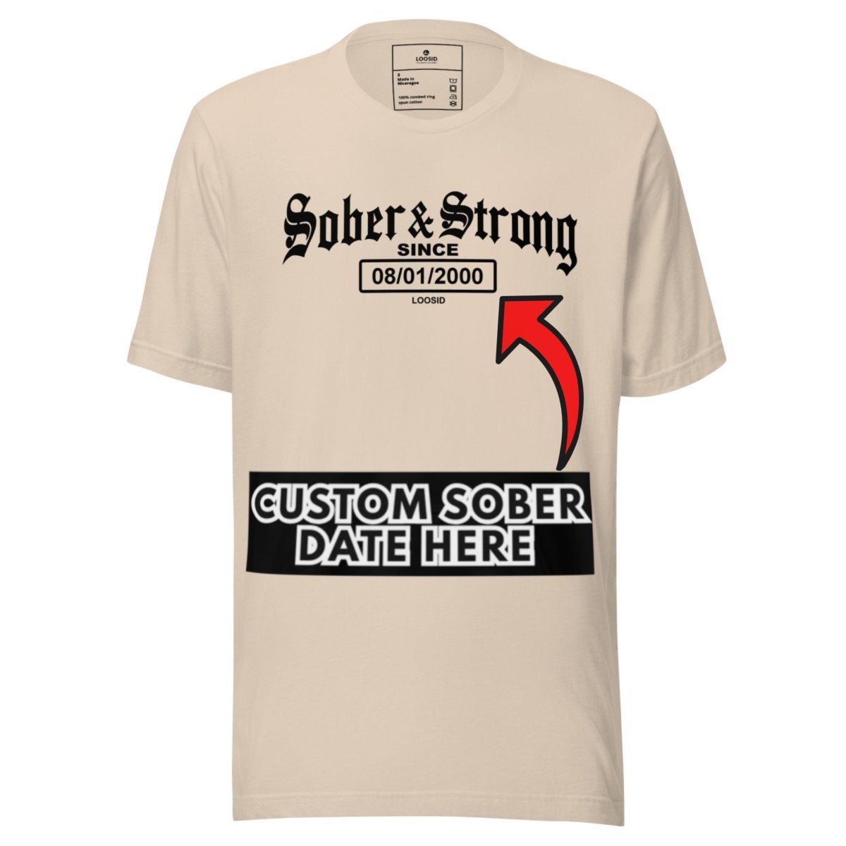 Old School Sober & Strong Sober T Shirt side view (view 16)