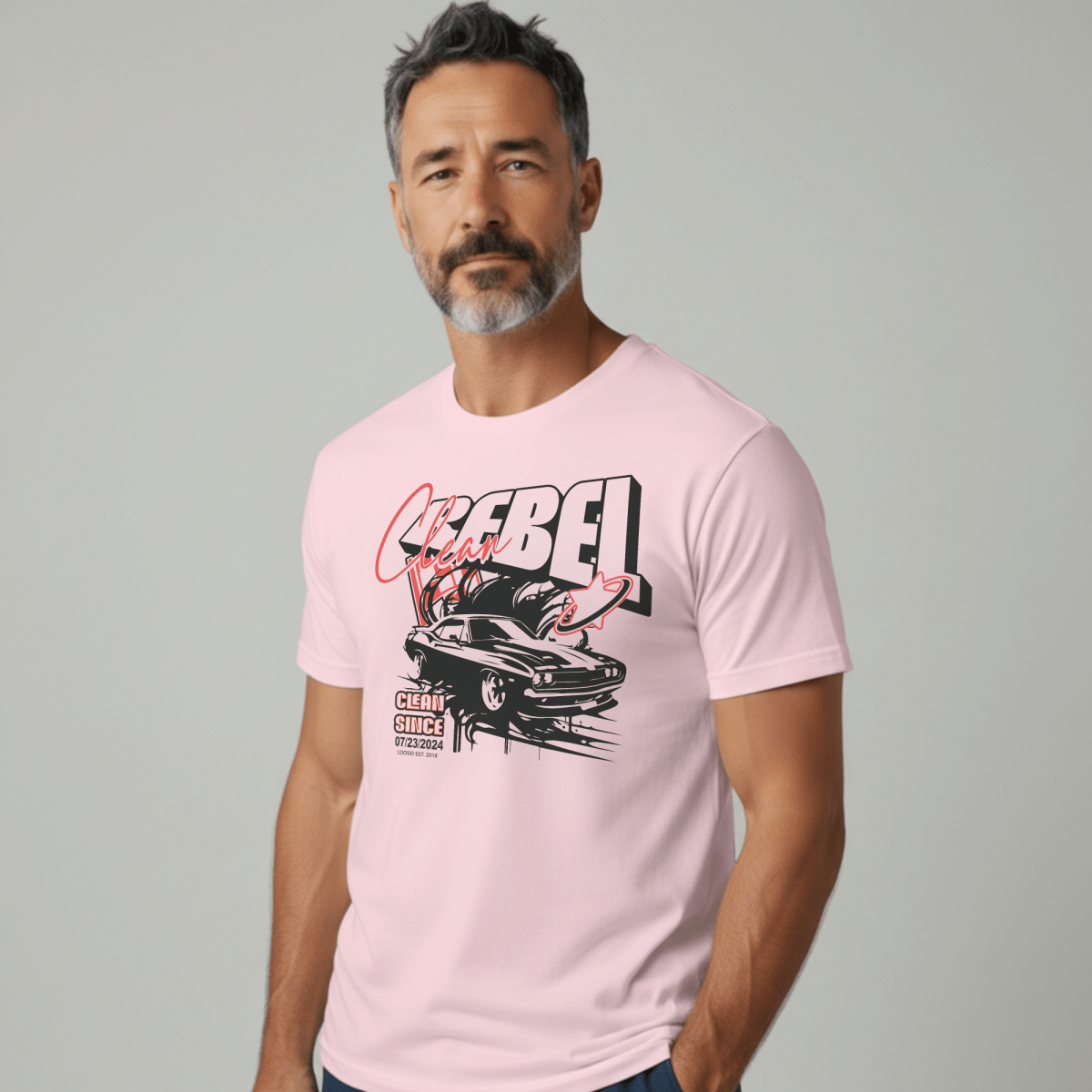 Clean Rebel Sober T Shirt flat lay styled image (view 13)