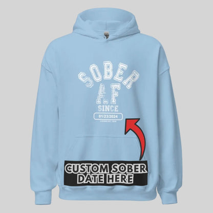 Sober AF Since Recovery Hoodie close-up view (view 2)