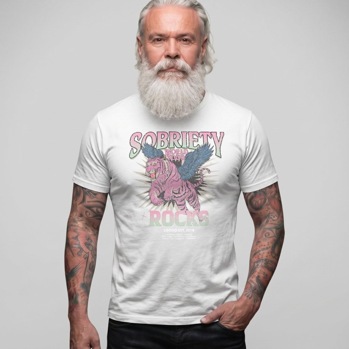 Sobriety Rocks Tour Sober T Shirt close-up view (view 22)