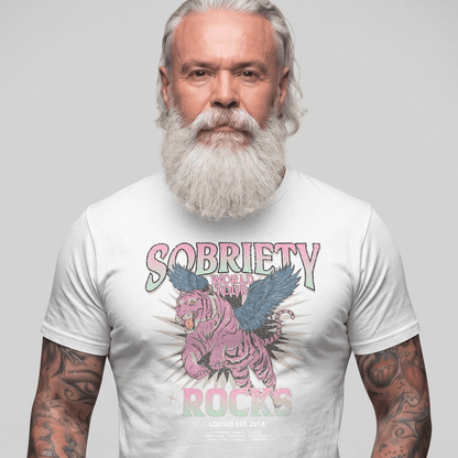 Sobriety Rocks Tour Sober T Shirt featuring the design (view 21)