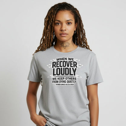 We Do Recover Sober T Shirt flat lay styled image (view 13)