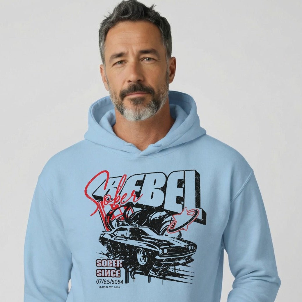 Sober Rebel Custom Sobriety Date Recovery Hoodie featuring the design (view 21)