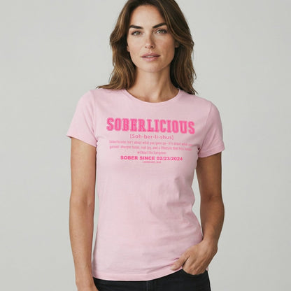 Soberlicious Definition w Custom Sobriety Date Sober T Shirt side view (view 16)