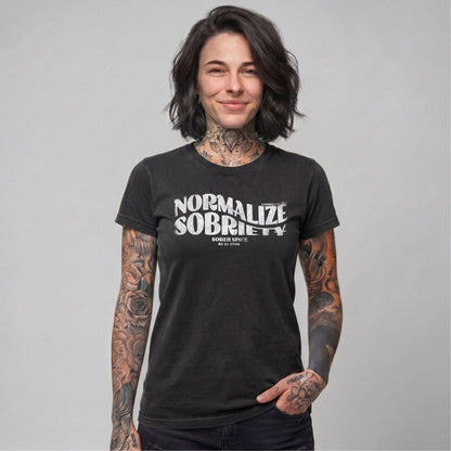Normalize Sobriety Women garment dyed Sober T Shirt back view (view 7)
