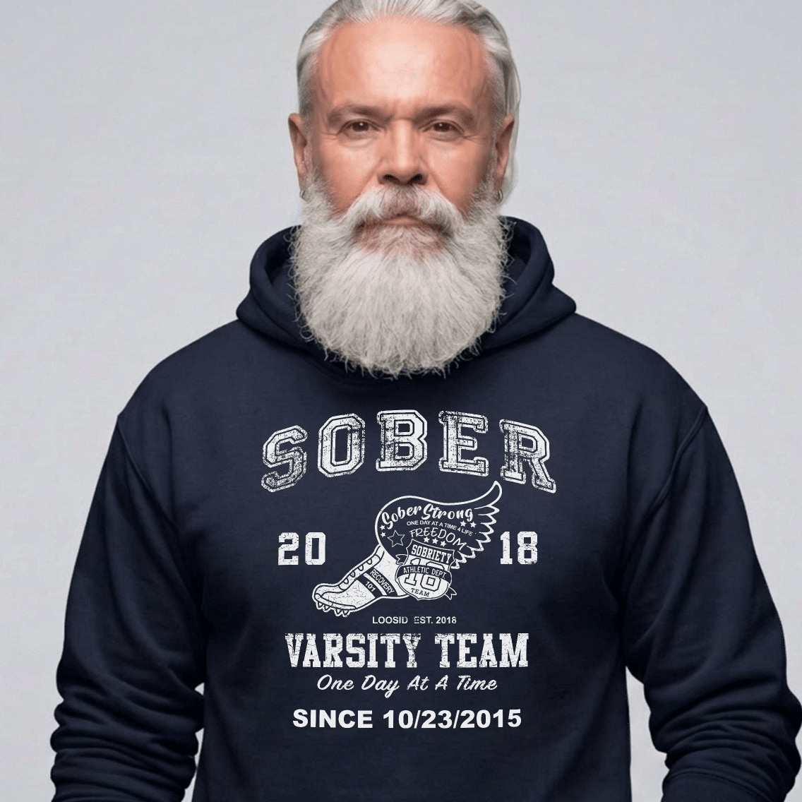 Sober Varsity Team Recovery Hoodie lifestyle view (view 15)