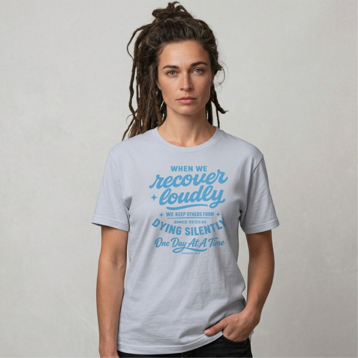 When we recover loudly women Sober T Shirt graphic detail (view 4)