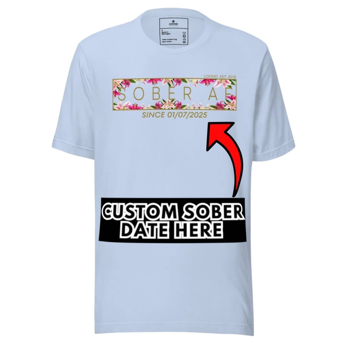 Sober AF Sober T Shirt close-up view (view 12)