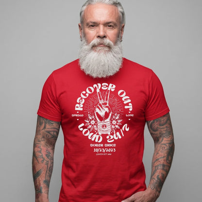 Recover Out Loud Sober T Shirt flat lay styled image (view 23)