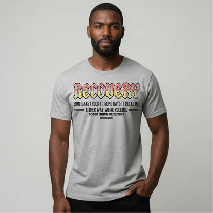 Recovery Rock Sober T Shirt featuring the design (view 11)