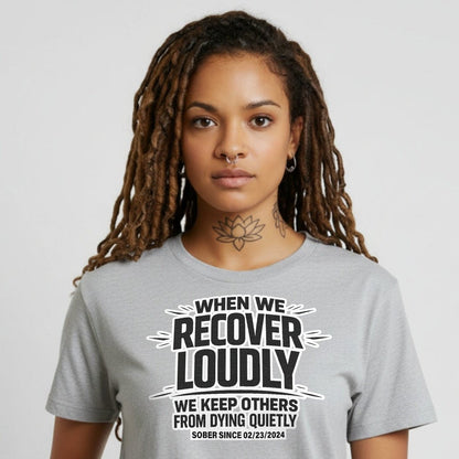 We Do Recover Sober T Shirt close-up view (view 12)
