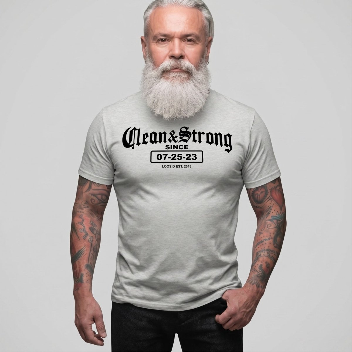 Recovery Date Men's Sobriety Sober T Shirt flat lay styled image (view 13)