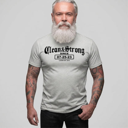 Recovery Date Men's Sobriety Sober T Shirt flat lay styled image (view 13)