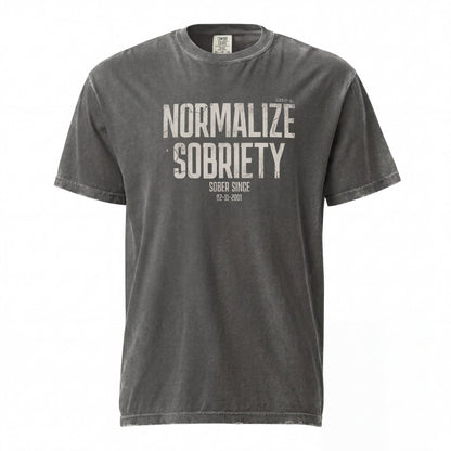 Sober T Shirt | Men's Washed Normalize Sobriety Garment-Dyed