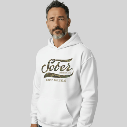 Sober Since Camo Recovery Hoodie graphic detail (view 24)