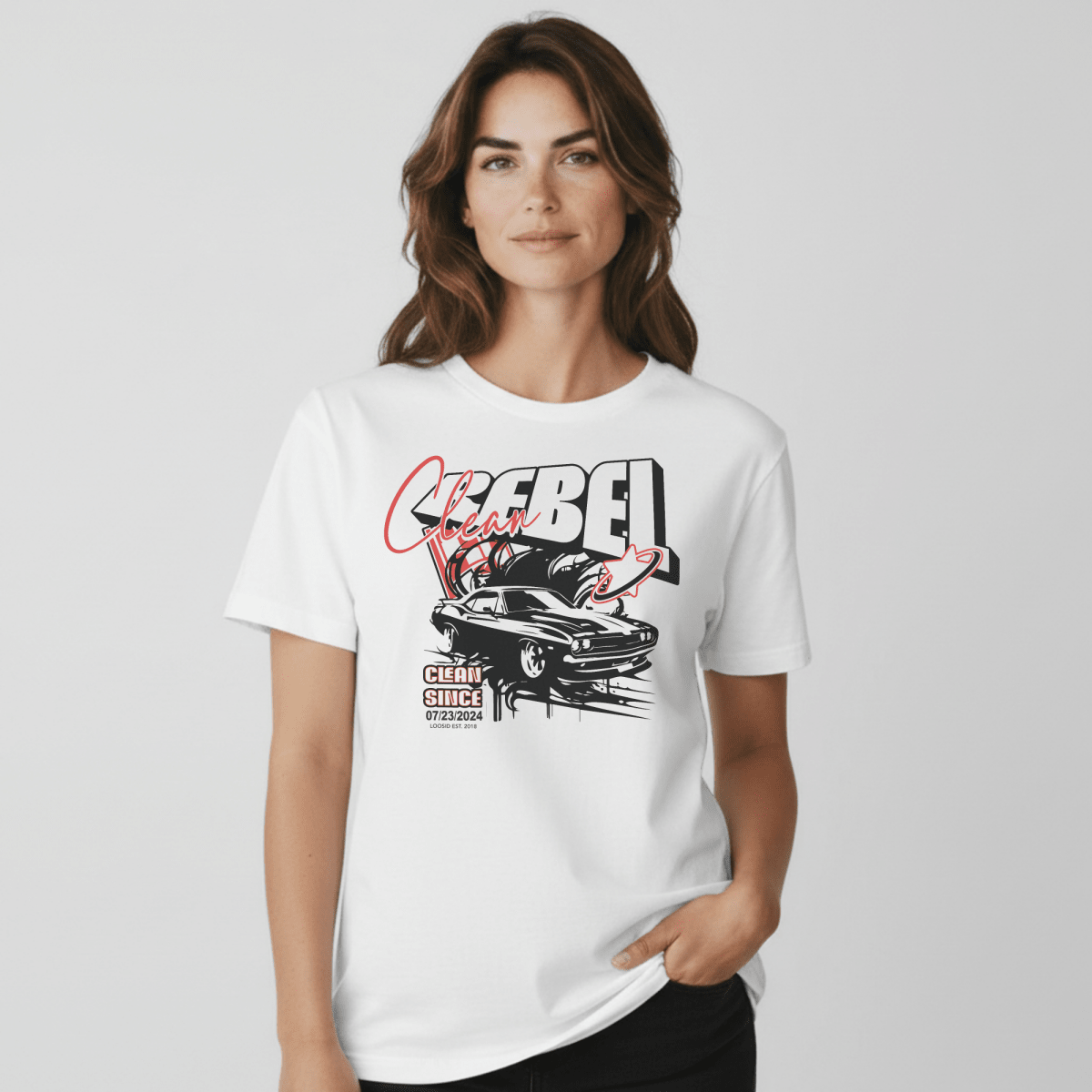 Clean Rebel Sober T Shirt back view (view 7)