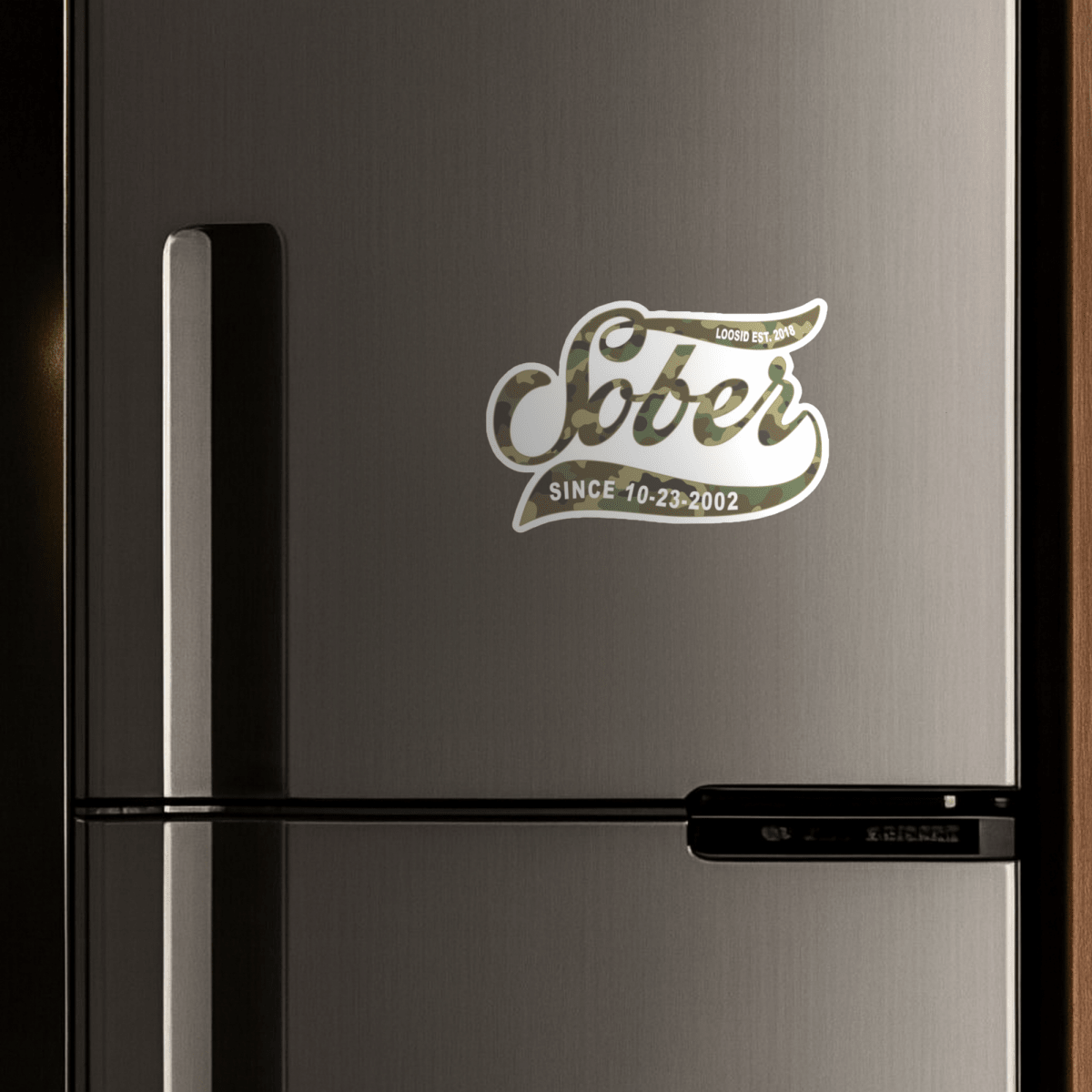 Sobriety Gift Magnet Gold Script Sober Magnet back view (view 7)