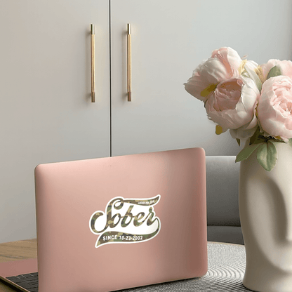 Sobriety Gift Magnet Gold Script Sober Magnet lifestyle view (view 5)
