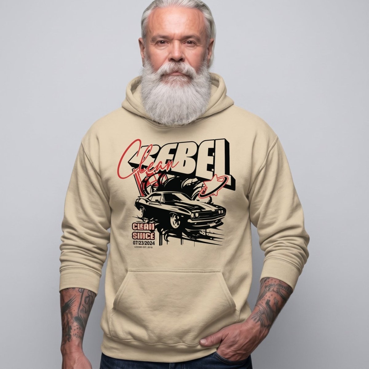 Clean Rebel Custom Recovery Date Recovery Hoodie side view (view 16)
