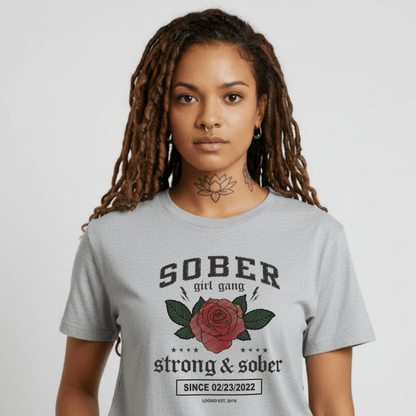 SOBER Girl Gang Strong & Sober Sober T Shirt featuring the design (view 31)