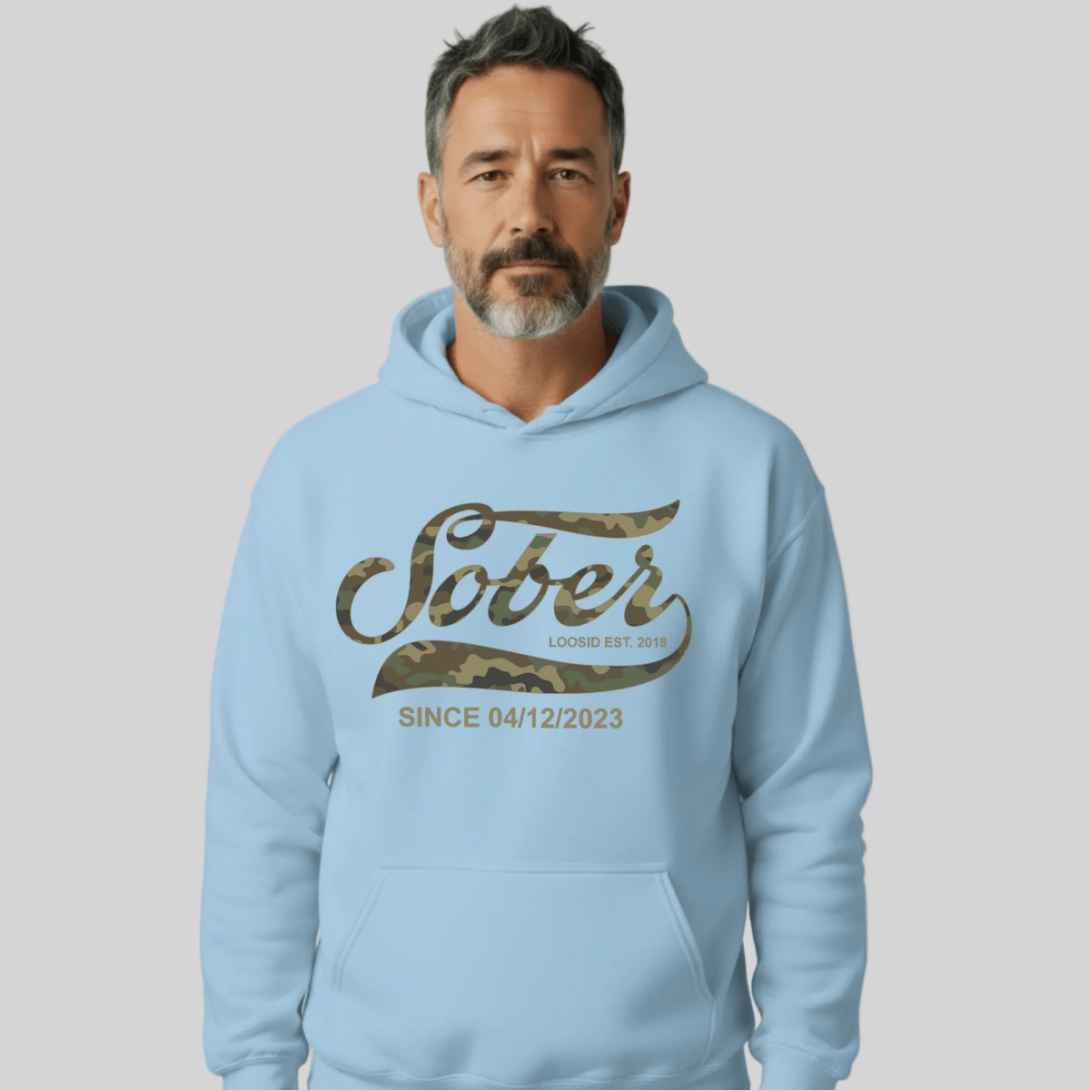 Sober Since Camo Recovery Hoodie side view (view 16)