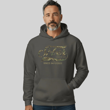 Sober Since Camo Recovery Hoodie fit detail (view 9)