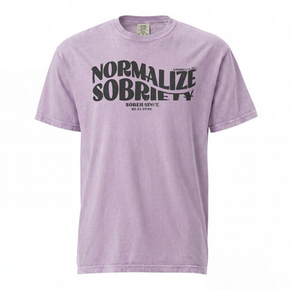 Normalize Sobriety Women garment dyed Sober T Shirt flat lay styled image (view 23)