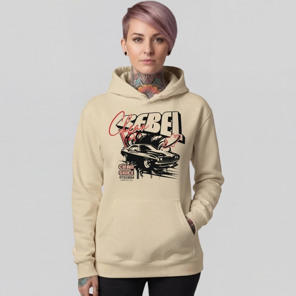 Clean Rebel Custom Recovery Date Recovery Hoodie graphic detail (view 4)