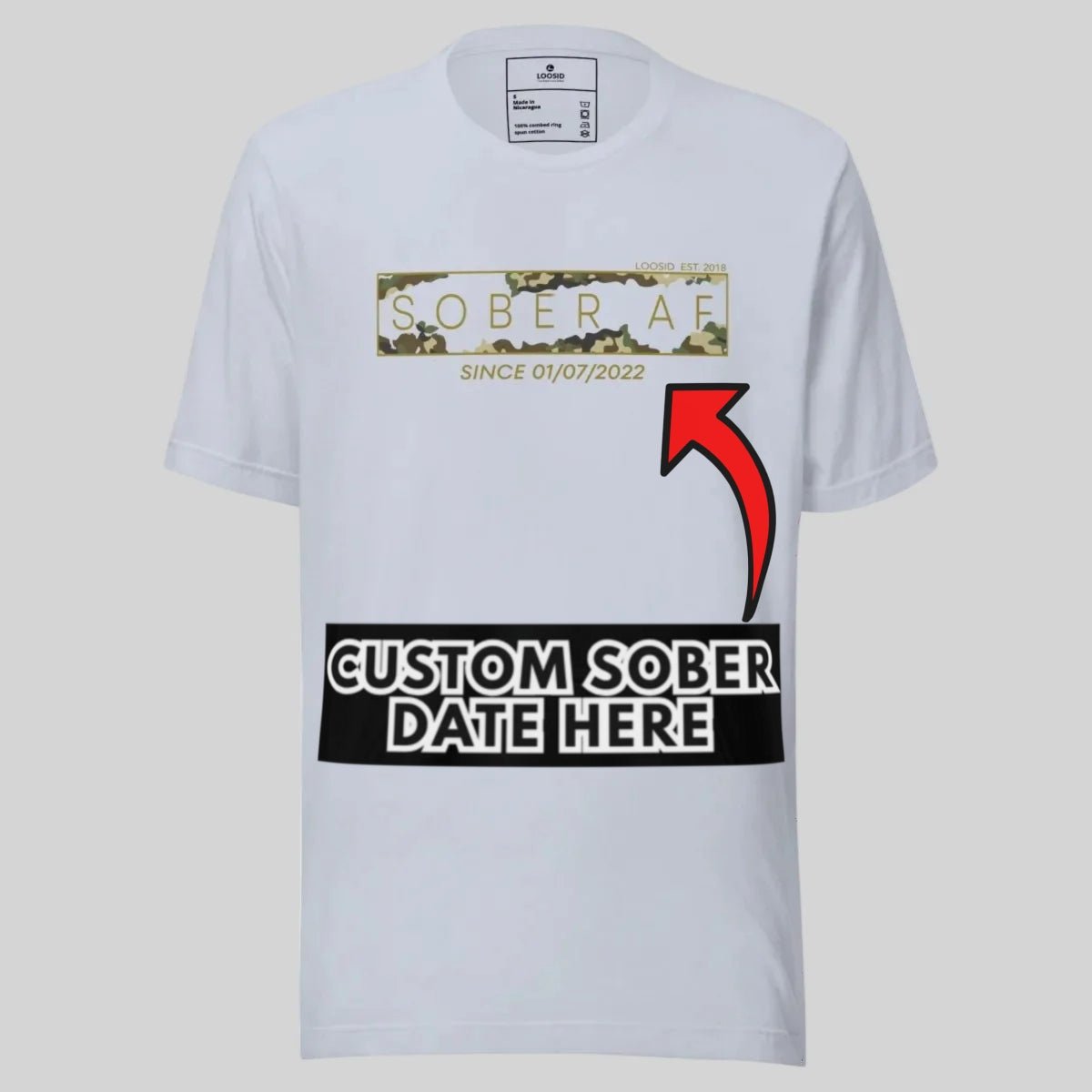 Sober AF Camo Sober T Shirt back view (view 27)
