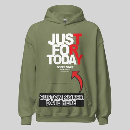 Just For Today Custom Sobriety Date Recovery Hoodie packaging detail (view 18)