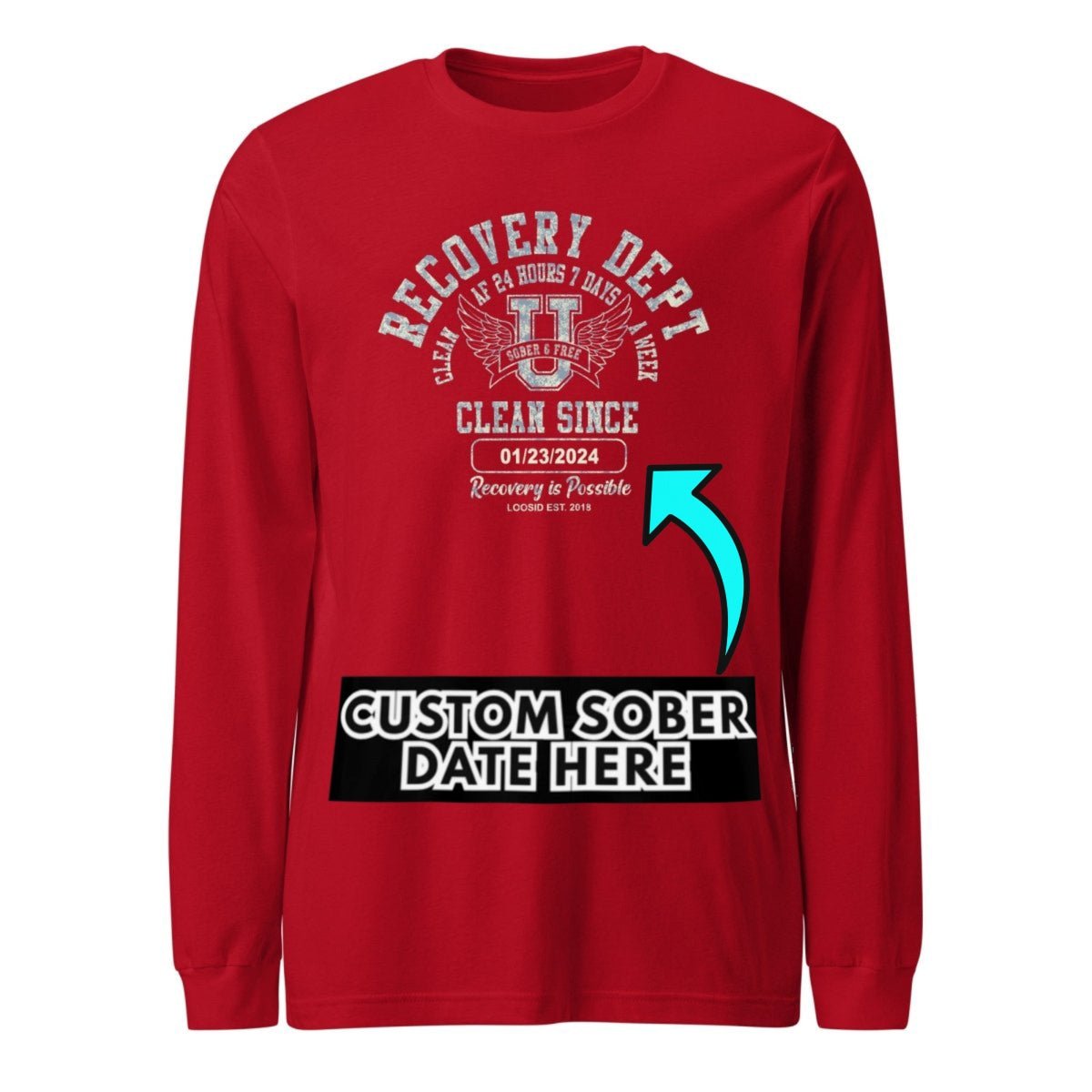 Recovery Dept 24 7 Long Sleeve Sober T Shirt side view (view 16)